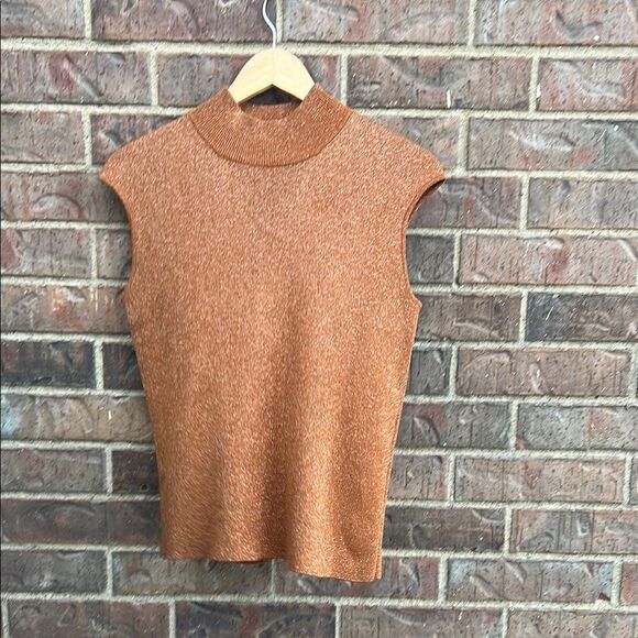 Coldwater Creek Women’s Chic Sparkle Copper Fall Sleeveless Knit Top M - Picture 2 of 14